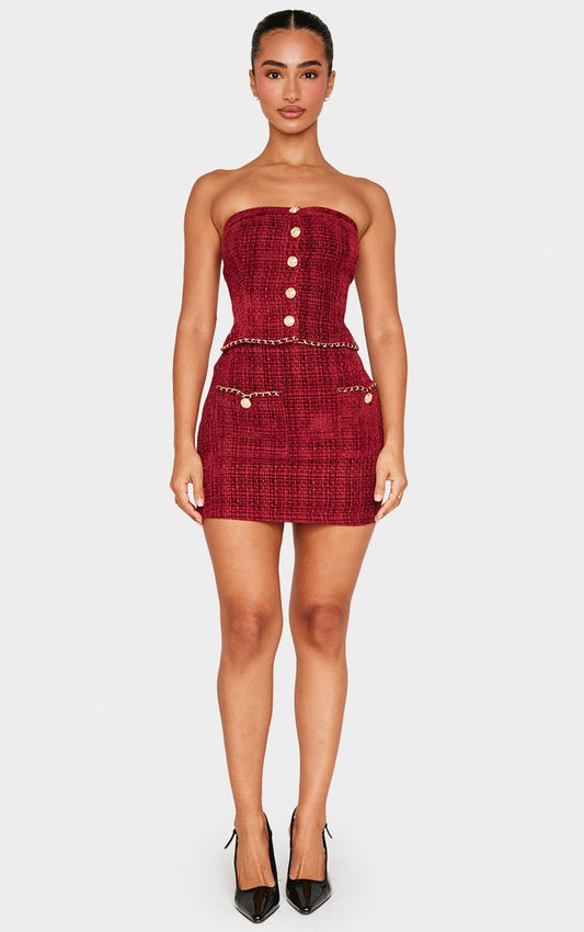 Petite Red Twill Mini Skirt