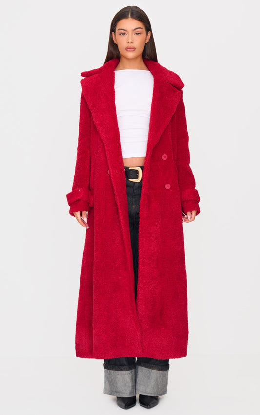 Red Borg Double Breasted Maxi Coat