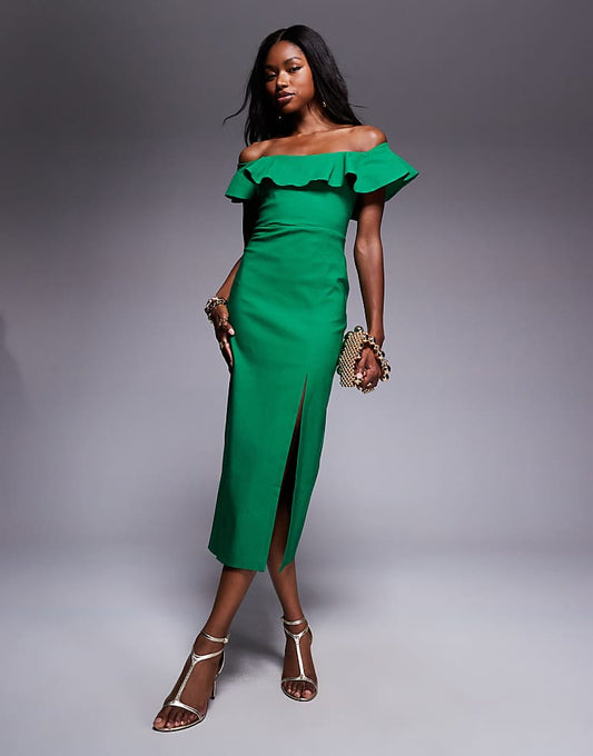 https://images.asos-media.com/products/vesper-bengaline-frill-bardot-side-split-midi-dress-in-emerald/208605290-1-emeraldgreen?$n_750w$&wid=750&fit=constrain