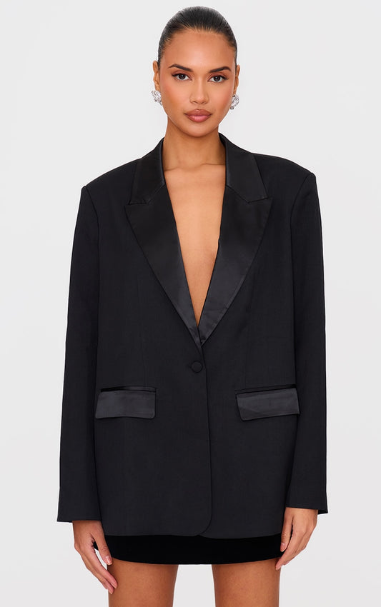 Black Tuxedo Oversized Blazer