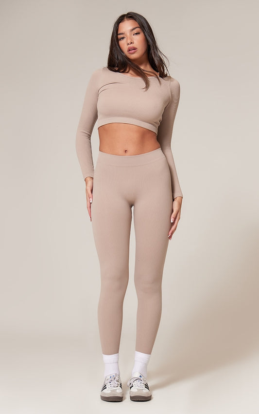 Stone Structured Contour Rib Leggings