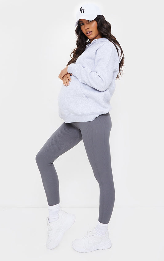 Maternity Slate Contour Ribbed Leggings