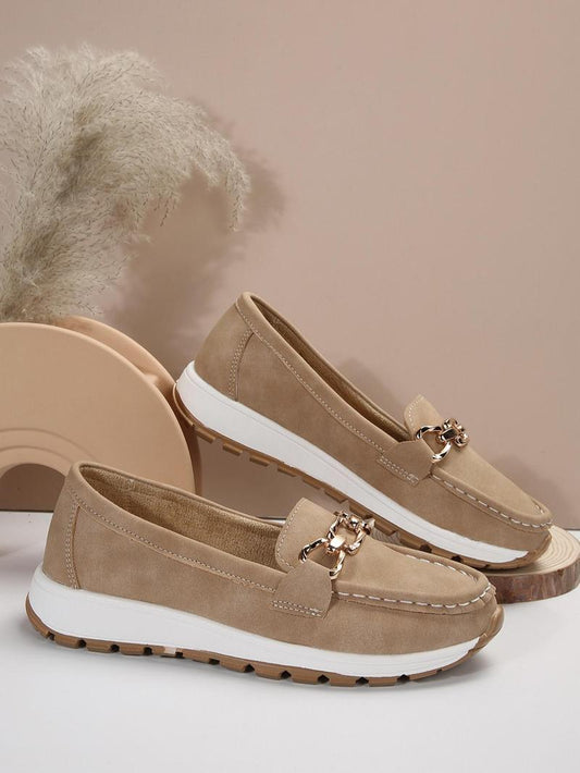 Women's Fashion Chain Decorated Low Top Round Toe Shoes