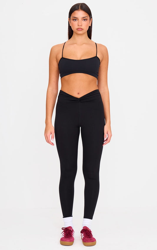 Black Sculpt Twist Front Gym Legging