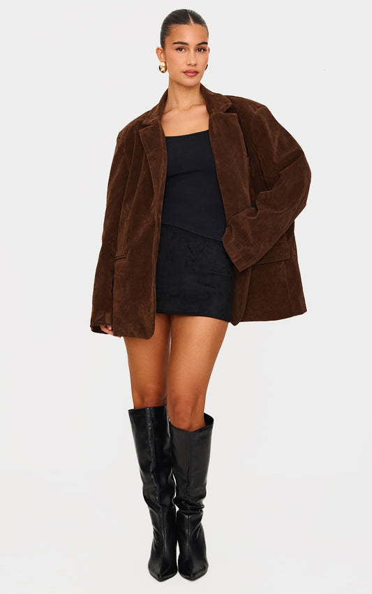 Black Faux Suede Micro Mini Skirt