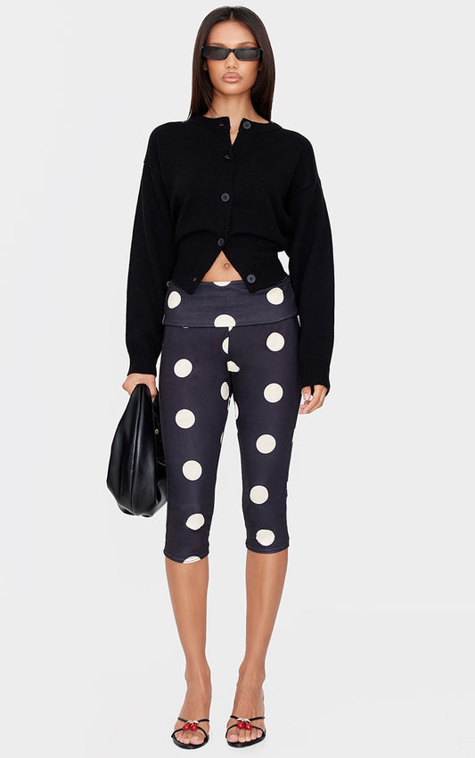 Stone Polka Dot Print Jersey Capri's