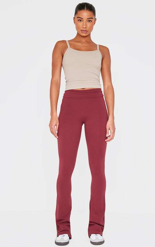 Burgundy Contour Sculpt Foldover Pant