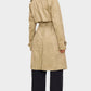 Cream Mid Length Faux Suede Trench Coat