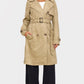 Cream Mid Length Faux Suede Trench Coat