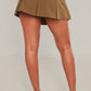 Chocolate Tailored Woven Box Pleat Skater Skort