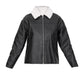 Black Detachable Faux Fur Collar Faux Leather Jacket