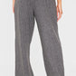Grey Tweed Low Rise Straight Leg Trousers