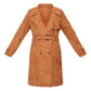 Cream Mid Length Faux Suede Trench Coat