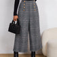 Plaid Print Button Detail Wide Leg Pants