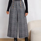 Plaid Print Button Detail Wide Leg Pants