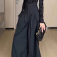 Solid Color High Waist Pleated Wide Leg Pants With Slanted Pockets