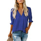 Casual Puff Ruffle V Neck Blouses