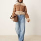 faux fur bonded suedette jacket in tan