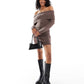 Hollister off shoulder skater cable knit sweater dress in oatmeal