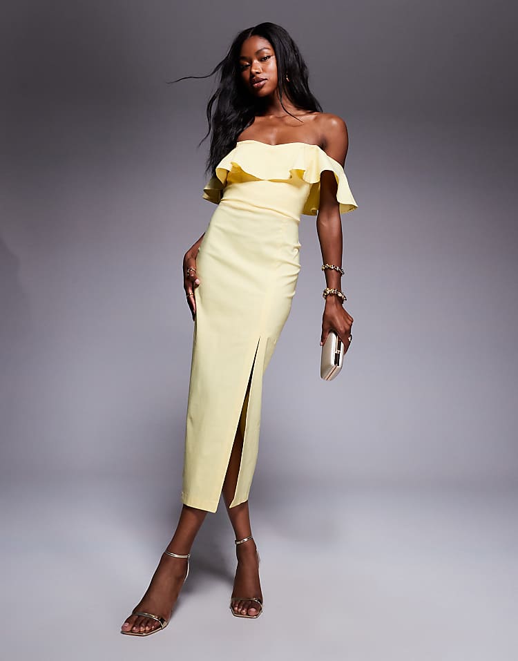 https://images.asos-media.com/products/vesper-bengaline-frill-bardot-side-split-midi-dress-in-lemon/208606693-1-yellow?$n_750w$&wid=750&fit=constrain
