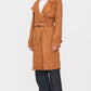 Cream Mid Length Faux Suede Trench Coat