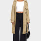 Cream Mid Length Faux Suede Trench Coat
