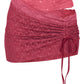 Burgundy Lace Ruched Detail Mini Skirt