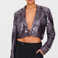 Silver Cropped Sequin Blazer
