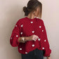 Heart Print Round Neck Sweater