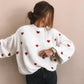 Heart Print Round Neck Sweater
