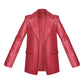 Cherry Red Textured Faux Leather Blazer
