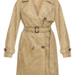 Cream Mid Length Faux Suede Trench Coat