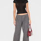 Grey Tweed Low Rise Straight Leg Trousers
