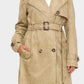 Cream Mid Length Faux Suede Trench Coat