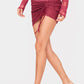 Burgundy Lace Ruched Detail Mini Skirt