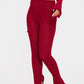 Cherry Red Sheer Soft Rib Split Hem Tie Detail Leggings