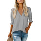 Casual Puff Ruffle V Neck Blouses