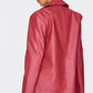 Cherry Red Textured Faux Leather Blazer
