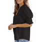 Casual Puff Ruffle V Neck Blouses