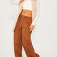 Dark Chocolate Cord Tie Waist Low Rise Trousers