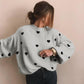 Heart Print Round Neck Sweater
