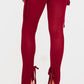 Cherry Red Sheer Soft Rib Split Hem Tie Detail Leggings