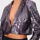 Silver Cropped Sequin Blazer