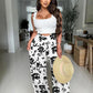Drawstring Tie Wide Leg Suspender Pants