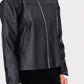 Black Detachable Faux Fur Collar Faux Leather Jacket