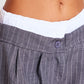 Petite Charcoal Double Waistband Pinstripe Shorts