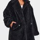 Black Plush Teddy Maxi Coat