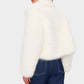 Ecru Plush Faux Fur Toggle Detail Jacket
