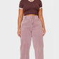 Plus Dark Mauve Washed High Waist Straight Leg Jeans