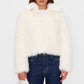 Ecru Plush Faux Fur Toggle Detail Jacket